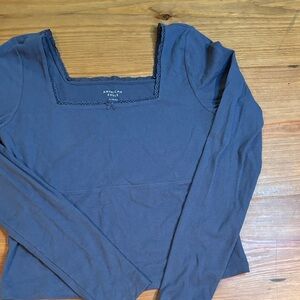 American Eagle Outfitters Women's Dark Blue Long Sleeve Top